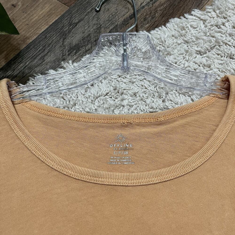 Offline by Aerie Size Small Oversized Distressed Wash Yellow Graphic Tee - Picture 3 of 5